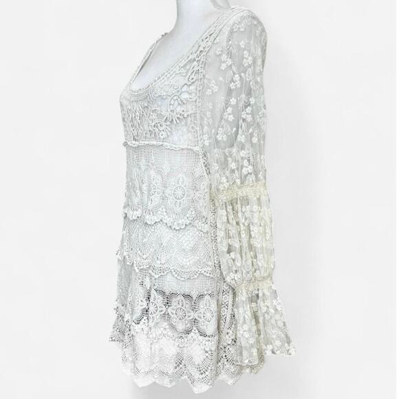 Origami Crochet Lace Scalloped Tunic Top Size L - Picture 2 of 8